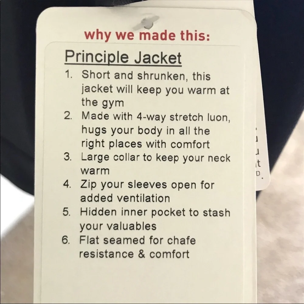 lululemon athletica Black Cropped Bomber Jacket with Purple Accents